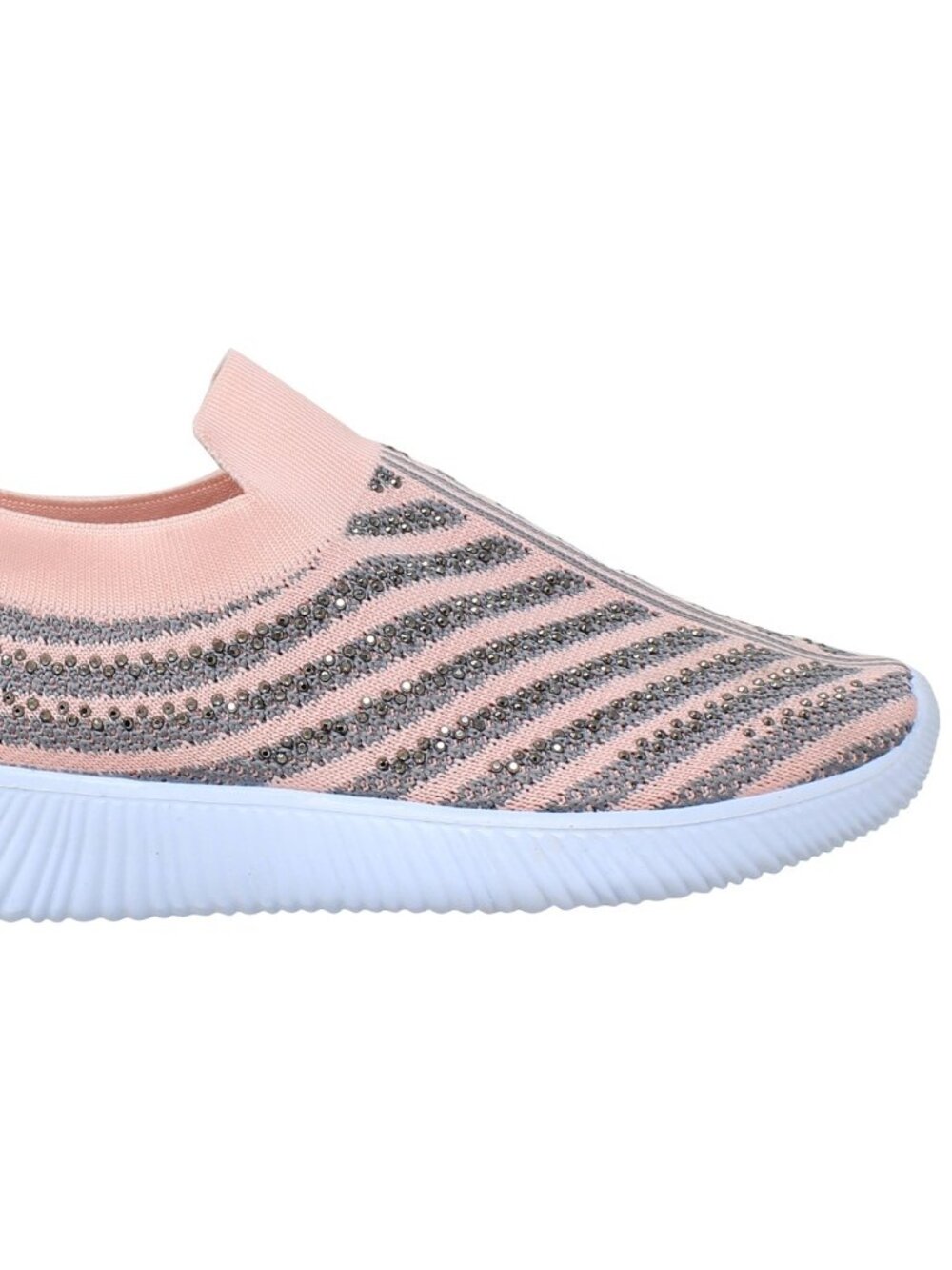 SOBEYO Women's Sneakers Walking Running Shoes Rhinestone Strips Accent Pink